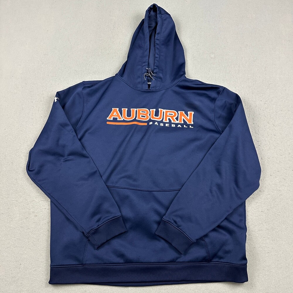 Auburn Tigers Hoodie Men Extra Large Blue Under Armour Pullover Baseball NCAA XL